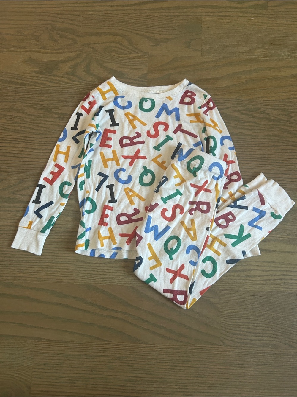 Old Navy White Kids Alphabet Pajama Set with Multicolor Letters